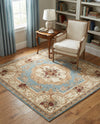 Versailles Elegance Collection Area Rug -  Louveciennes (Light Blue) Square Light Blue  lifestyle 38