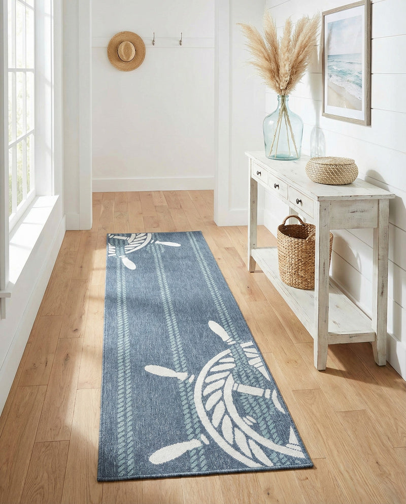 Seaside Haven Rugs Collection Area Rug - Harbor Runner Navy Blue  lifestyle 39