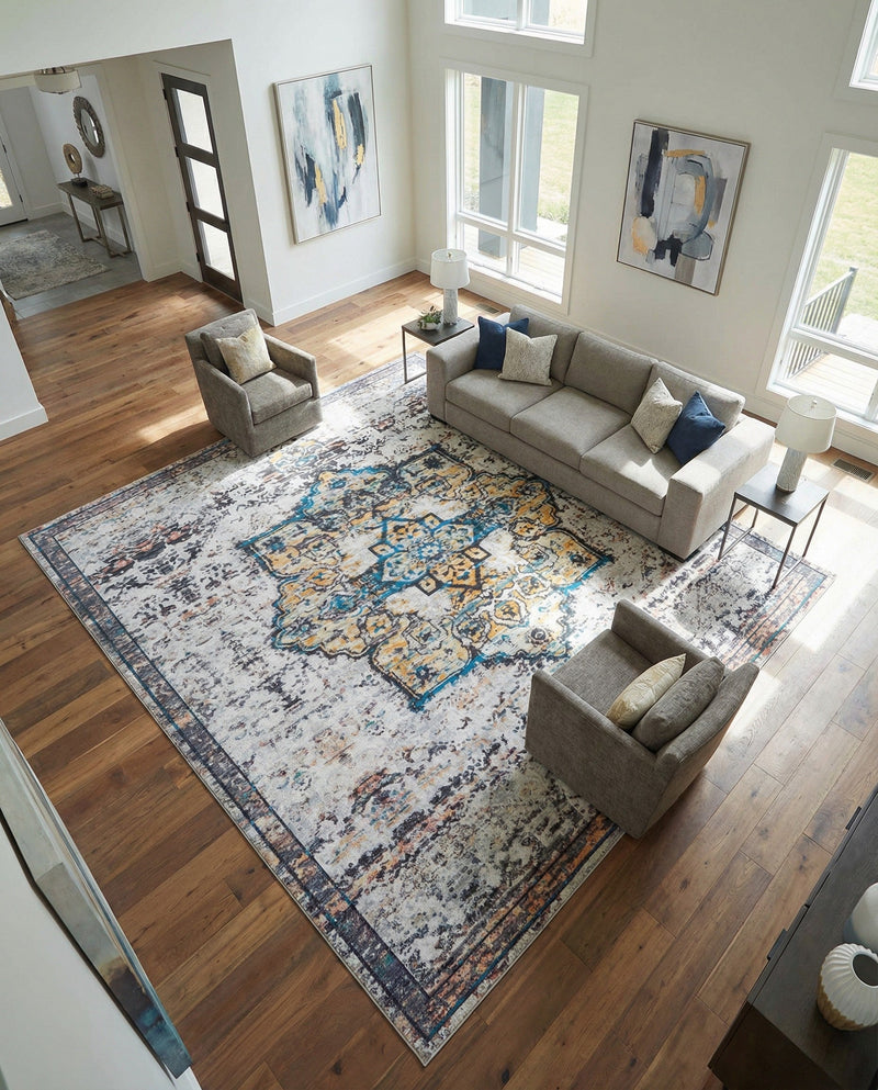 Baroque Era Collection Area Rug - Versailles (Sea Salt White) Square Sea Salt White  lifestyle 16