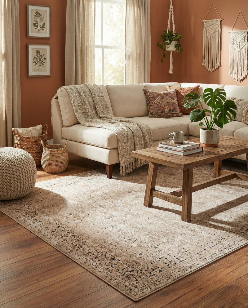 Coastal Manor Collection Area Rug -  Marina Rectangle Beige  lifestyle 18