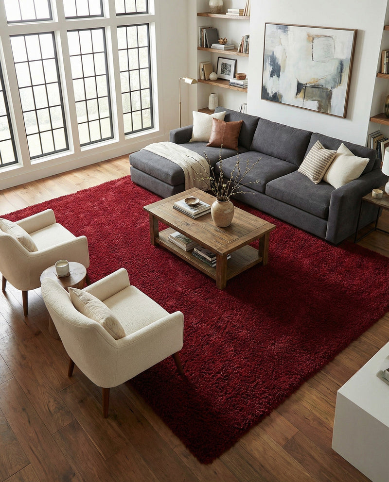 Plush Oasis Collection Area Rug - Serenity (Cherry Red) Rectangle Cherry Red  lifestyle 31