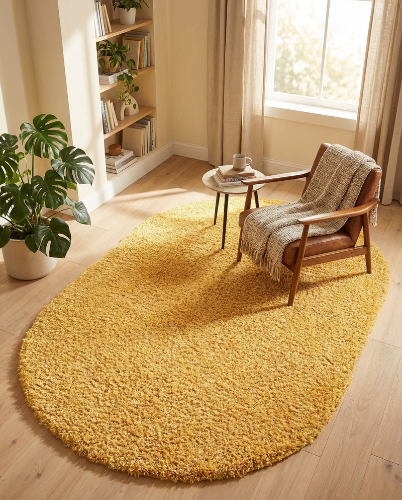 Alpine Plush Collection Area Rug -  Cortina (Sun Yellow) Oval Sun Yellow  lifestyle 76