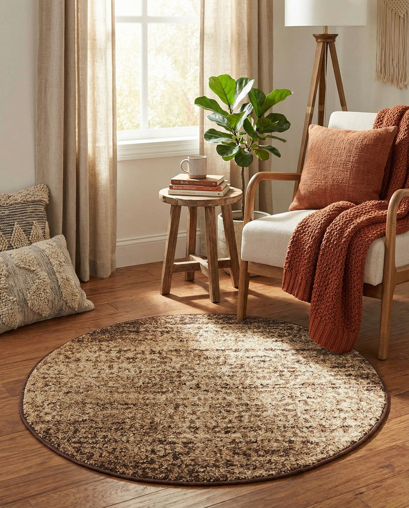 Autumn Meadow Collection Area Rug -  Ironbark Round Beige  lifestyle 74