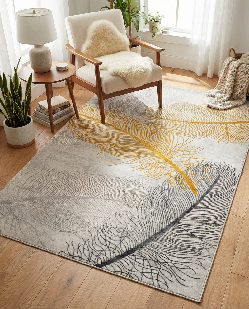 Bloomsbury Elegance Collection Area Rug -  Westminster Rectangle Yellow Gray  lifestyle 11