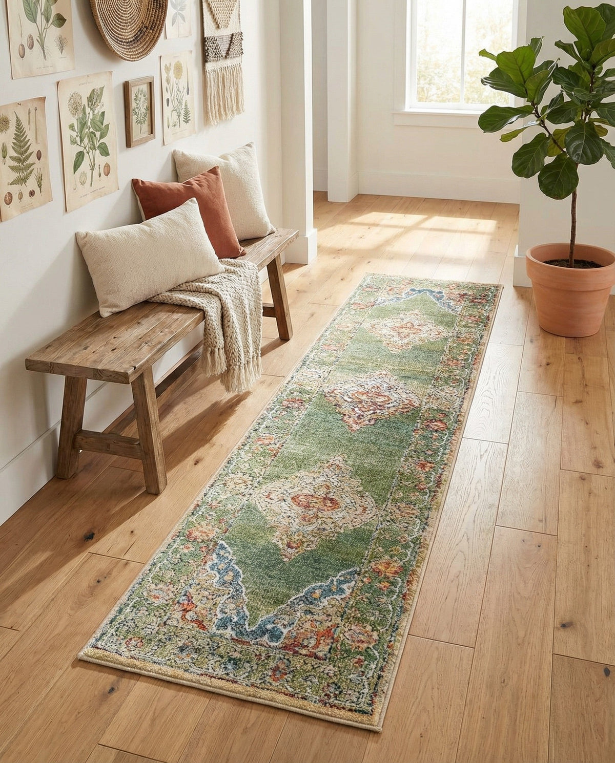 Savannah Soiree Collection Area Rug - Serengeti (Green) Runner Green  lifestyle 89