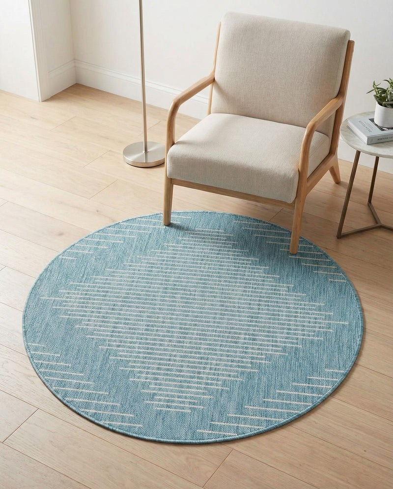 Urban Terrace Collection Area Rug -  Chelsea (Light Aqua) Round Light Aqua  lifestyle 63