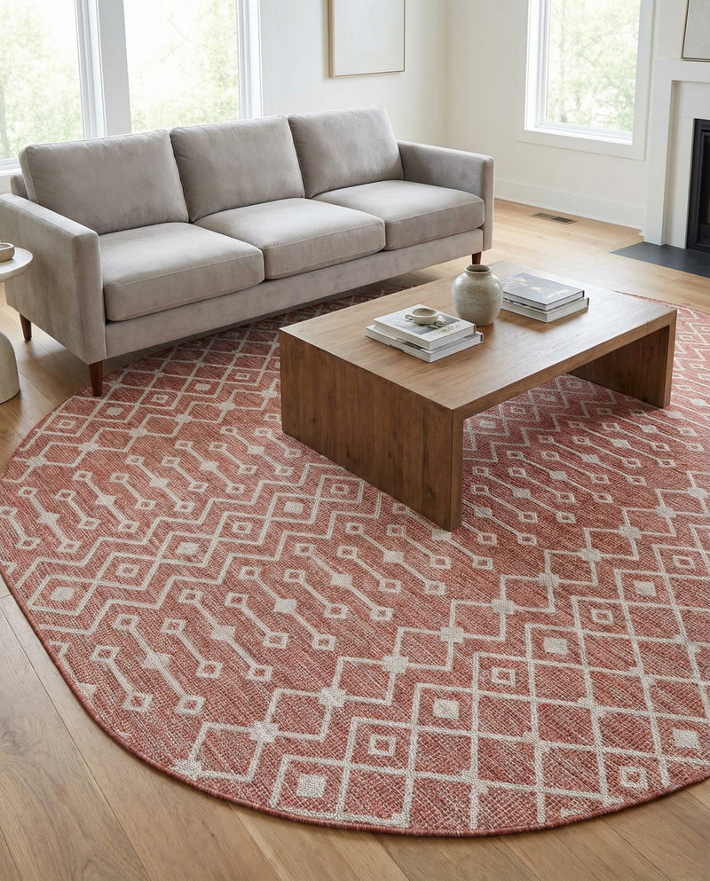 Savannah Pergola Collection Area Rug -  Pergola (Rust Red) Oval Rust Red  lifestyle 67