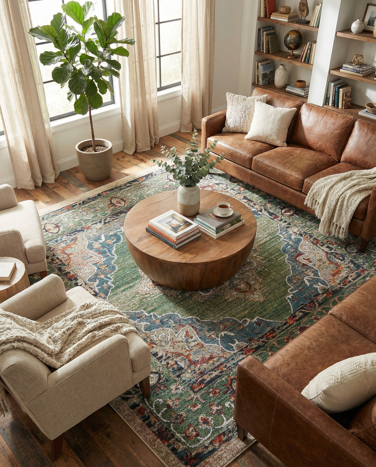 Savannah Soiree Collection Area Rug - Serengeti (Green) Square Green  lifestyle 91