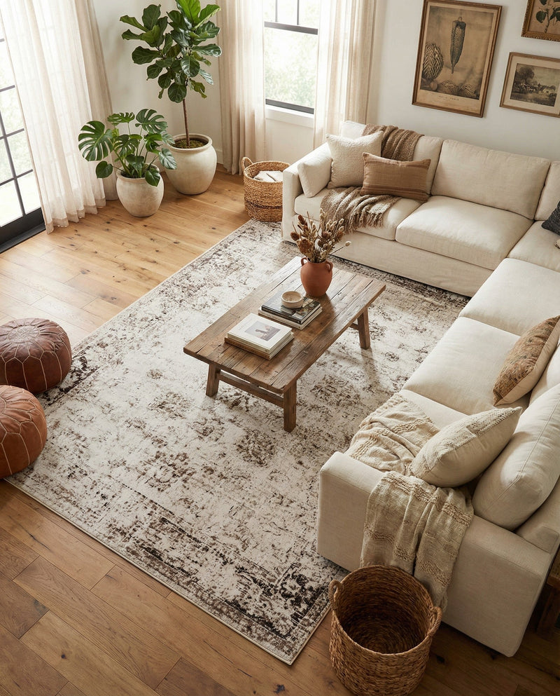 Riviera Elegance Collection Area Rug - Antibes (Beige) Rectangle Beige  lifestyle 29