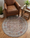 Vintage Memories Collection Area Rug -  Reverie Round Rust Red and Brown  lifestyle 55