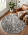 Riviera Elegance Collection Area Rug - Antibes (Dark Gray) Round Dark Gray  lifestyle 95