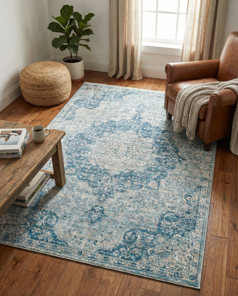 Coastal Haven Collection Area Rug - Seabreeze (Navy Blue) Rectangle Navy Blue  lifestyle 15