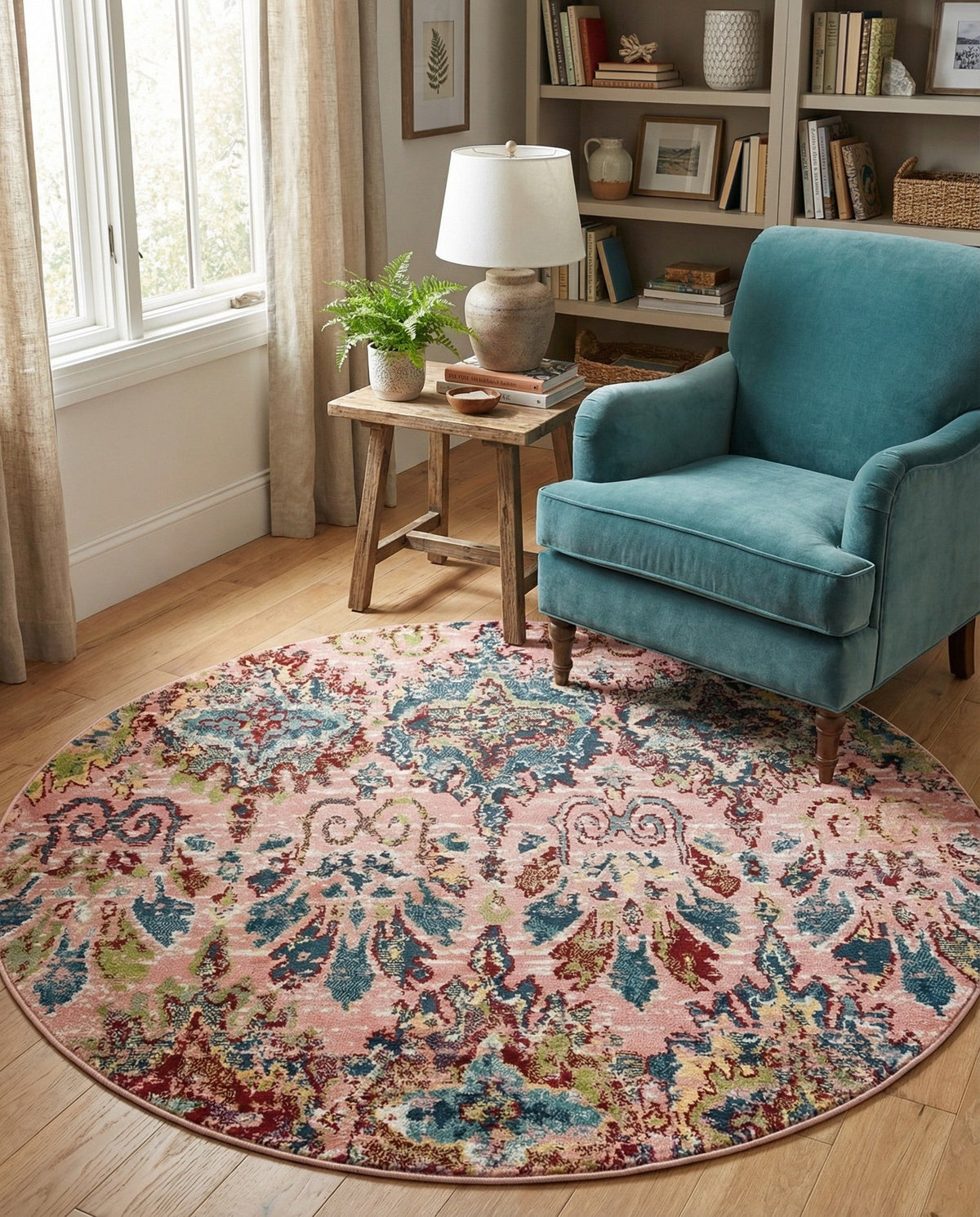Savannah Elegance Collection Area Rug -  Forsyth Round Pink  lifestyle 157