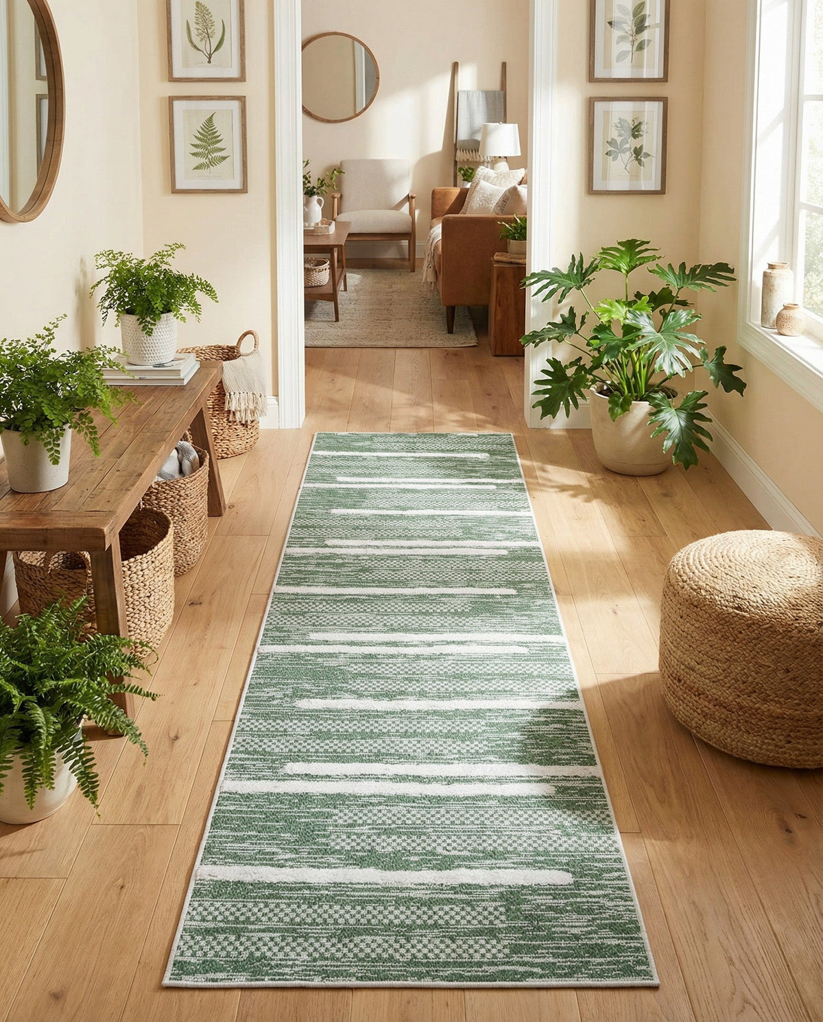 Cathedral Elegance Collection Area Rug - Chapel Runner Green  lifestyle 65