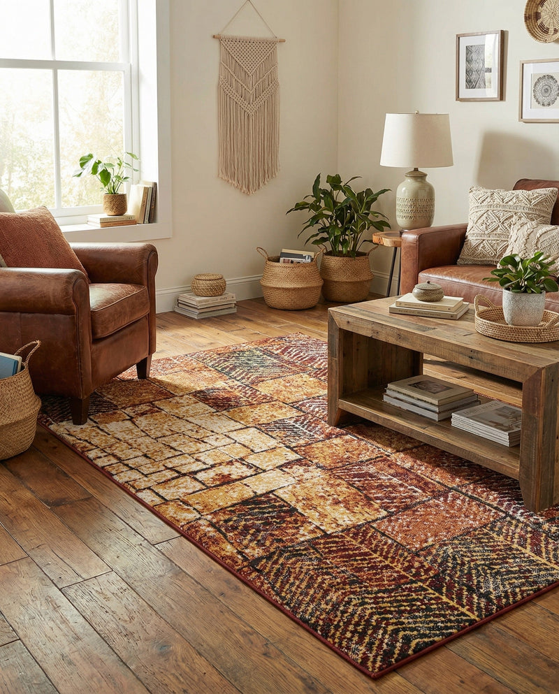Seville Elegance Collection Area Rug - Cordoba Rectangle Rust Red  lifestyle 29