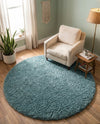 Eternal Plush Oasis Collection Area Rug -  Tranquility (Slate Blue) Round Slate Blue  lifestyle 62