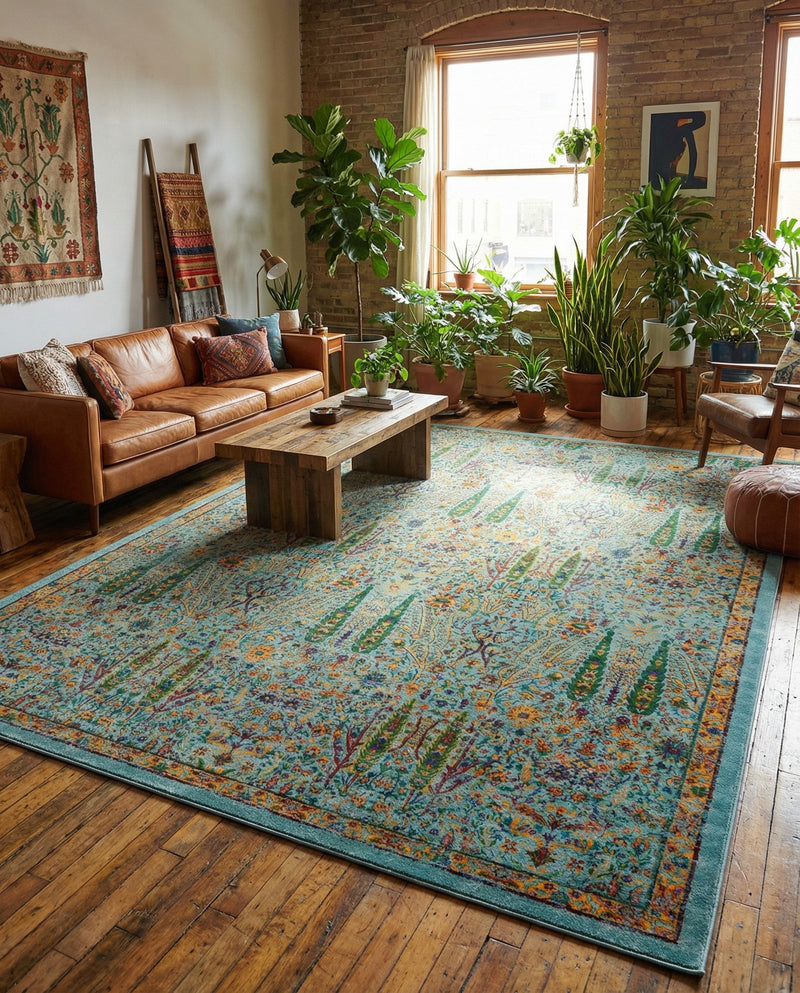 Caribbean Cove Collection Area Rug -  Tobago Rectangle Aqua  lifestyle 47