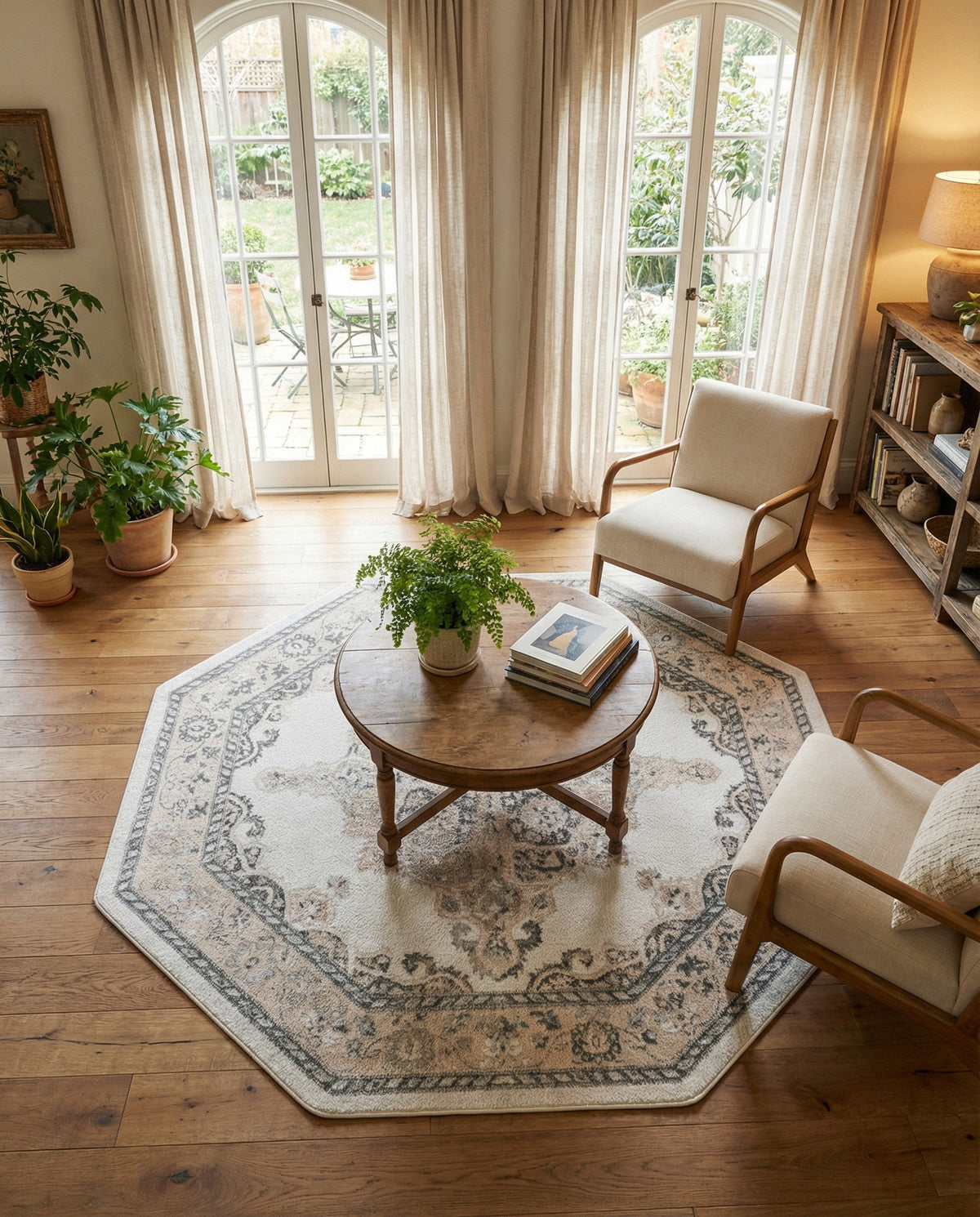 Beverly Grove Collection Area Rug -  Fairfax (Ivory) Octagon Ivory  lifestyle 82