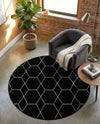 Trellis Mosaic Collection Area Rug - Arborville (Black) Round Black  lifestyle 52