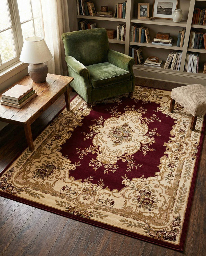 Versailles Elegance Collection Area Rug -  Vincennes Rectangle Red  lifestyle 8