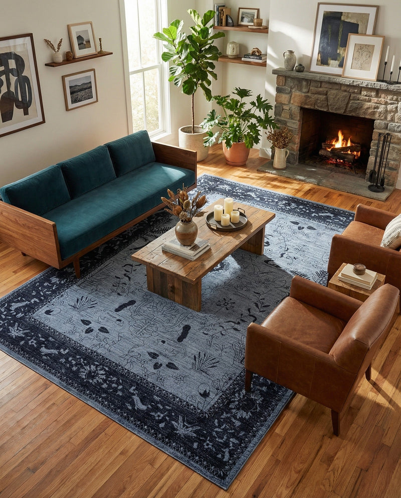 Horizon Collection Area Rug -  Apex (Blue) Rectangle Blue  lifestyle 25