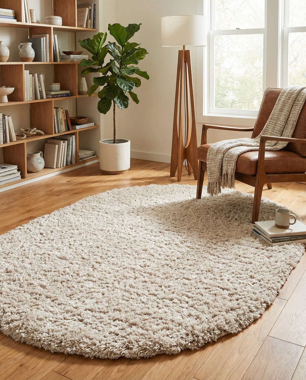 Eternal Plush Oasis Collection Area Rug -  Tranquility (Linen) Oval Linen  lifestyle 81
