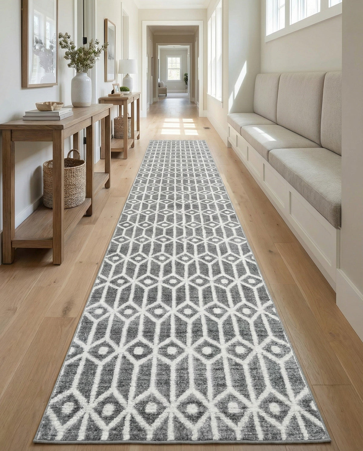 Garden Maze Retreat Collection Area Rug -  Mazeview Runner Gray  lifestyle 78