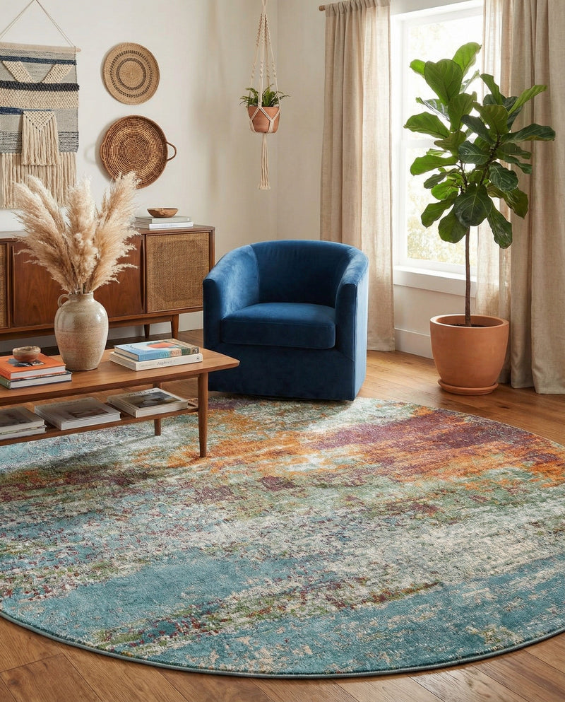 Arcadia Rugs Collection Area Rug -  Avalon Round Multi  lifestyle 65