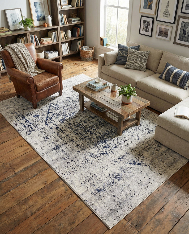 Coastal Manor Collection Area Rug -  Wavecrest Rectangle Gray  lifestyle 36