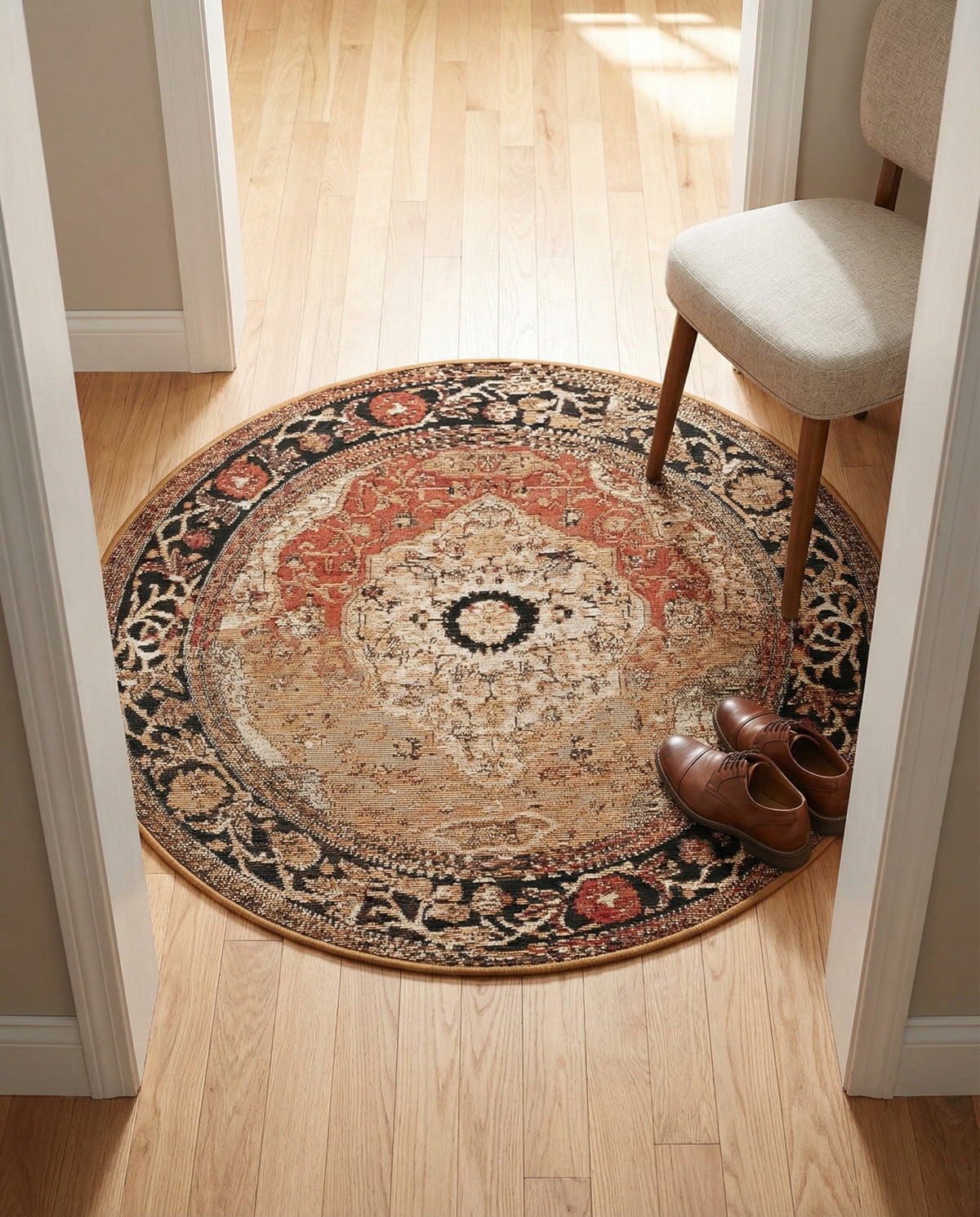 Patio Heritage Collection Area Rug -  Gazebo Round Multi  lifestyle 93