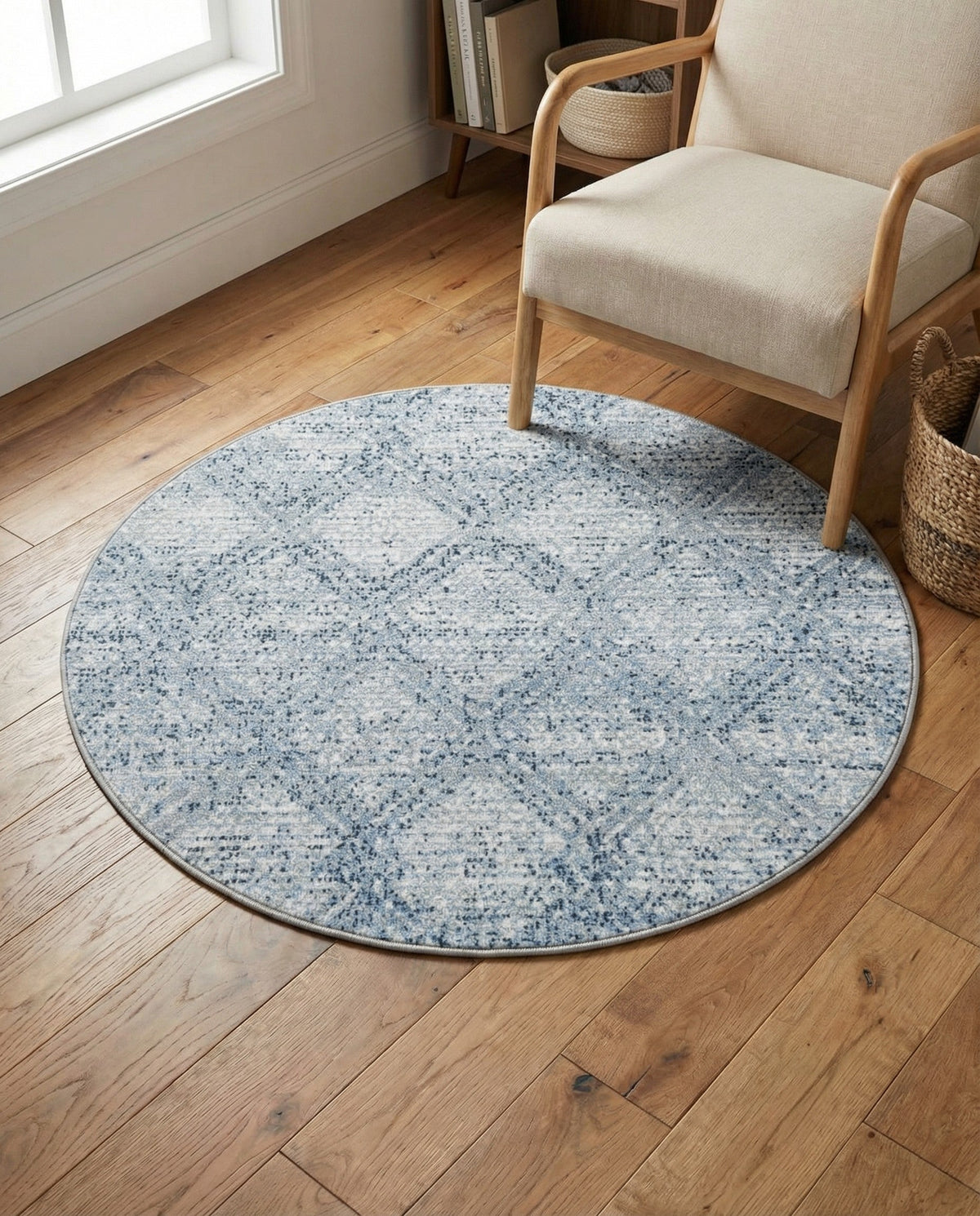 Aegean Elegance Washables Collection Area Rug -  Tinos Round Blue  lifestyle 159