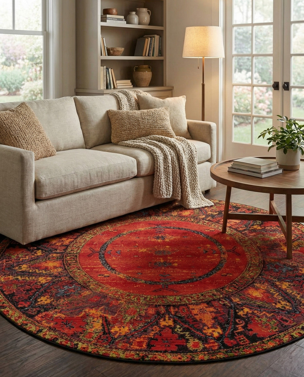 Safari Escape Rugs Collection Area Rug - Serengeti Round Multi  lifestyle 142