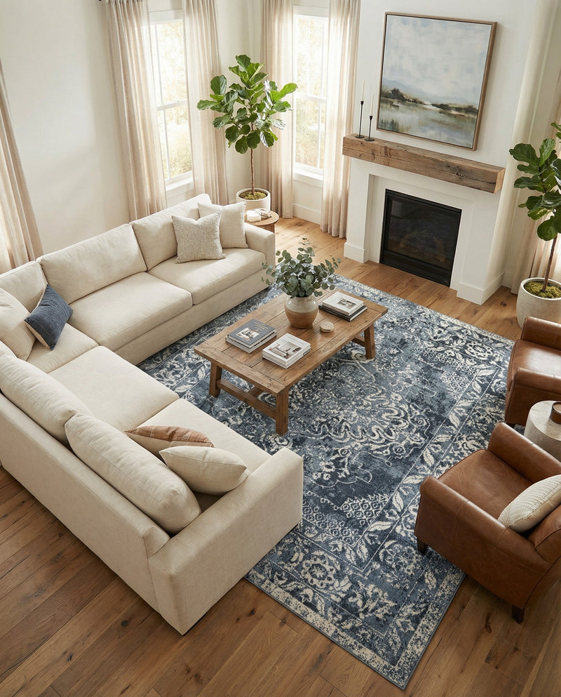 Cambridge Classics Collection Area Rug -  Magdalene (Blue) Rectangle Blue  lifestyle 5