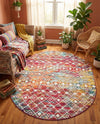 Mediterranean Lattice Collection Area Rug - Santorini (Multi) Oval Multi  lifestyle 34