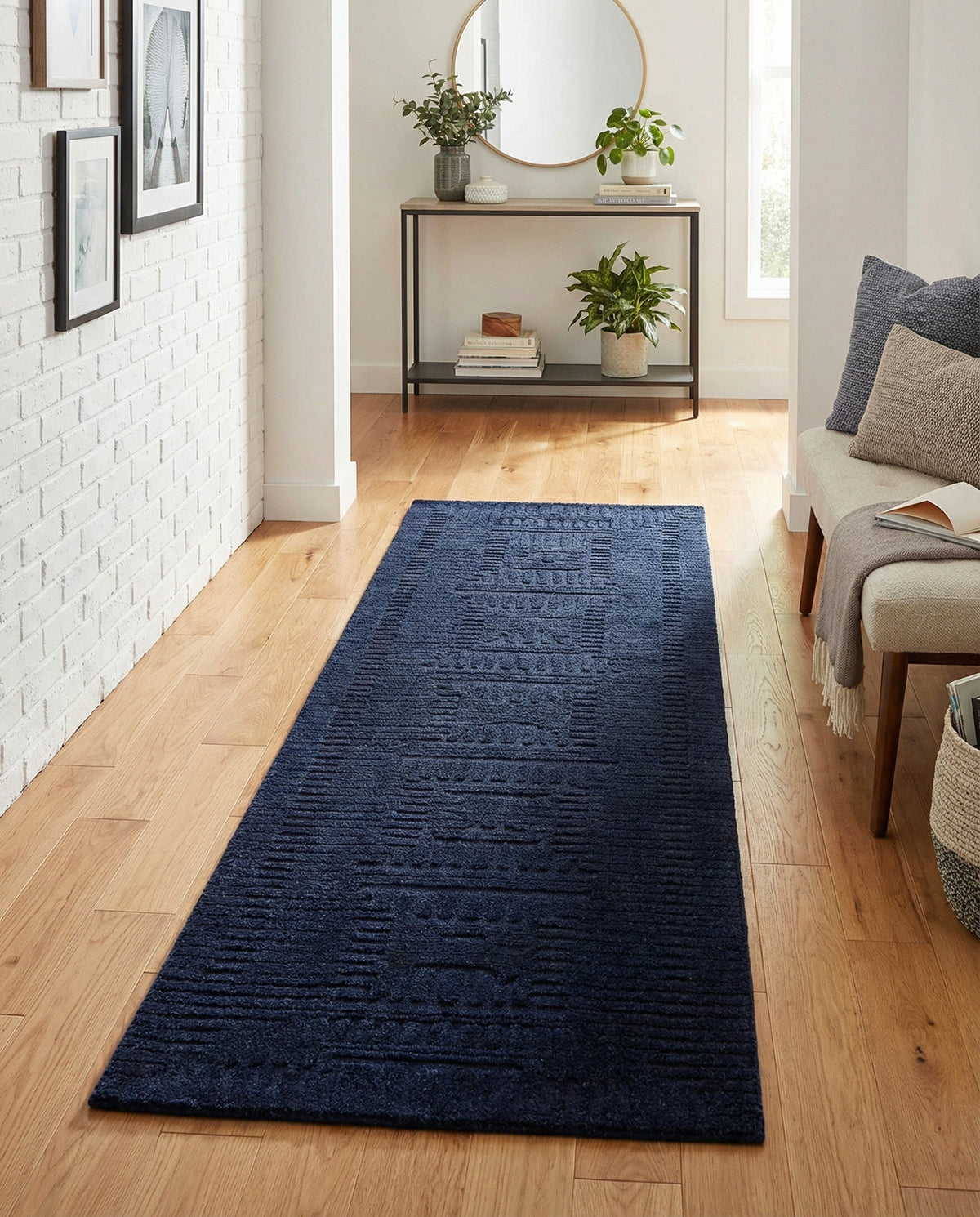 Haven Tapestry Collection Area Rug -  TranquilGlade Runner Inkwell Blue  lifestyle 57