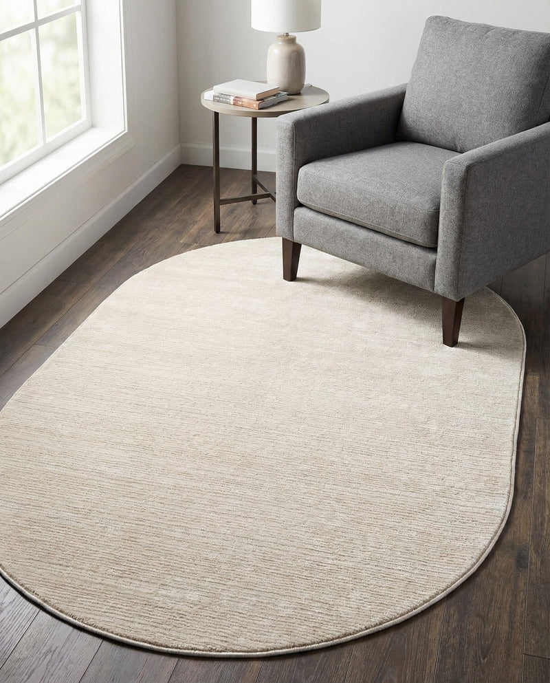 Bloomsbury Elegance Collection Area Rug -  Kensington (Ivory) Oval Ivory  lifestyle 75