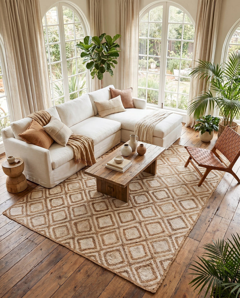 Woven Seaside Jute Collection Area Rug - Marina Rectangle Natural  lifestyle 35