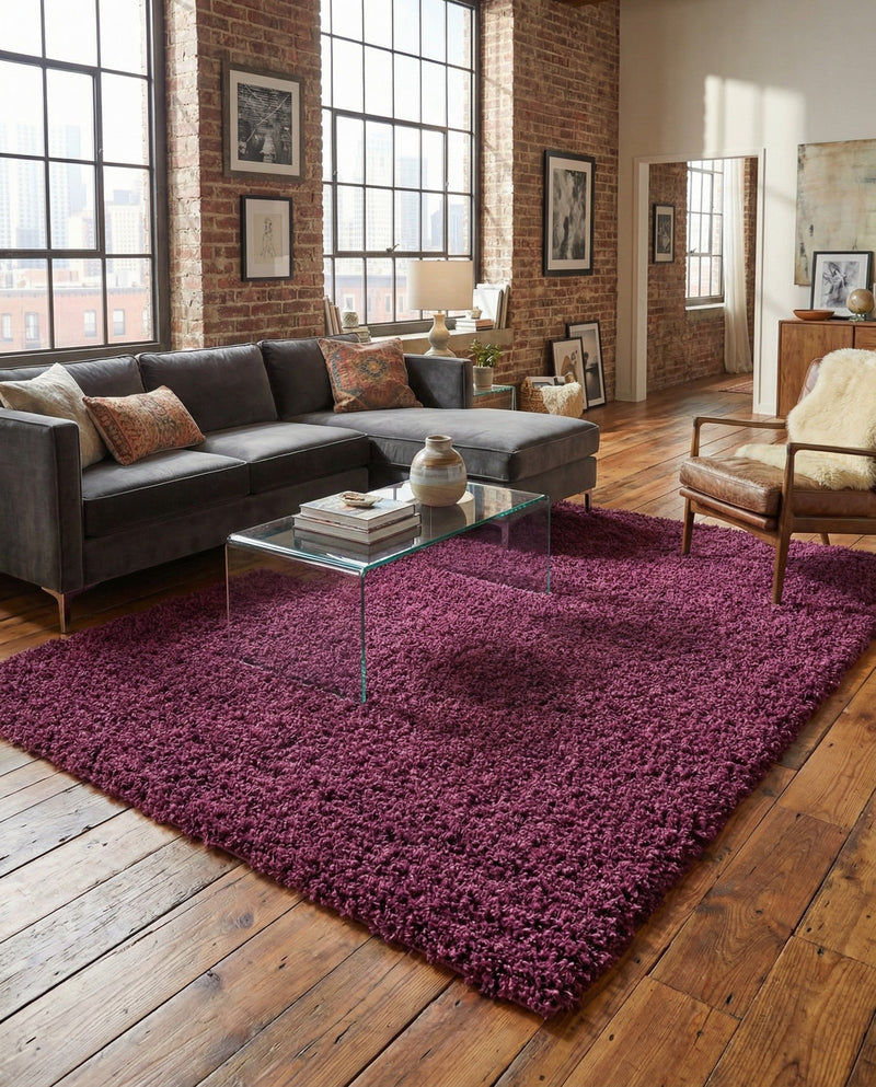 Plush Oasis Collection Area Rug - Serenity (Eggplant Purple) Rectangle Eggplant Purple  lifestyle 25