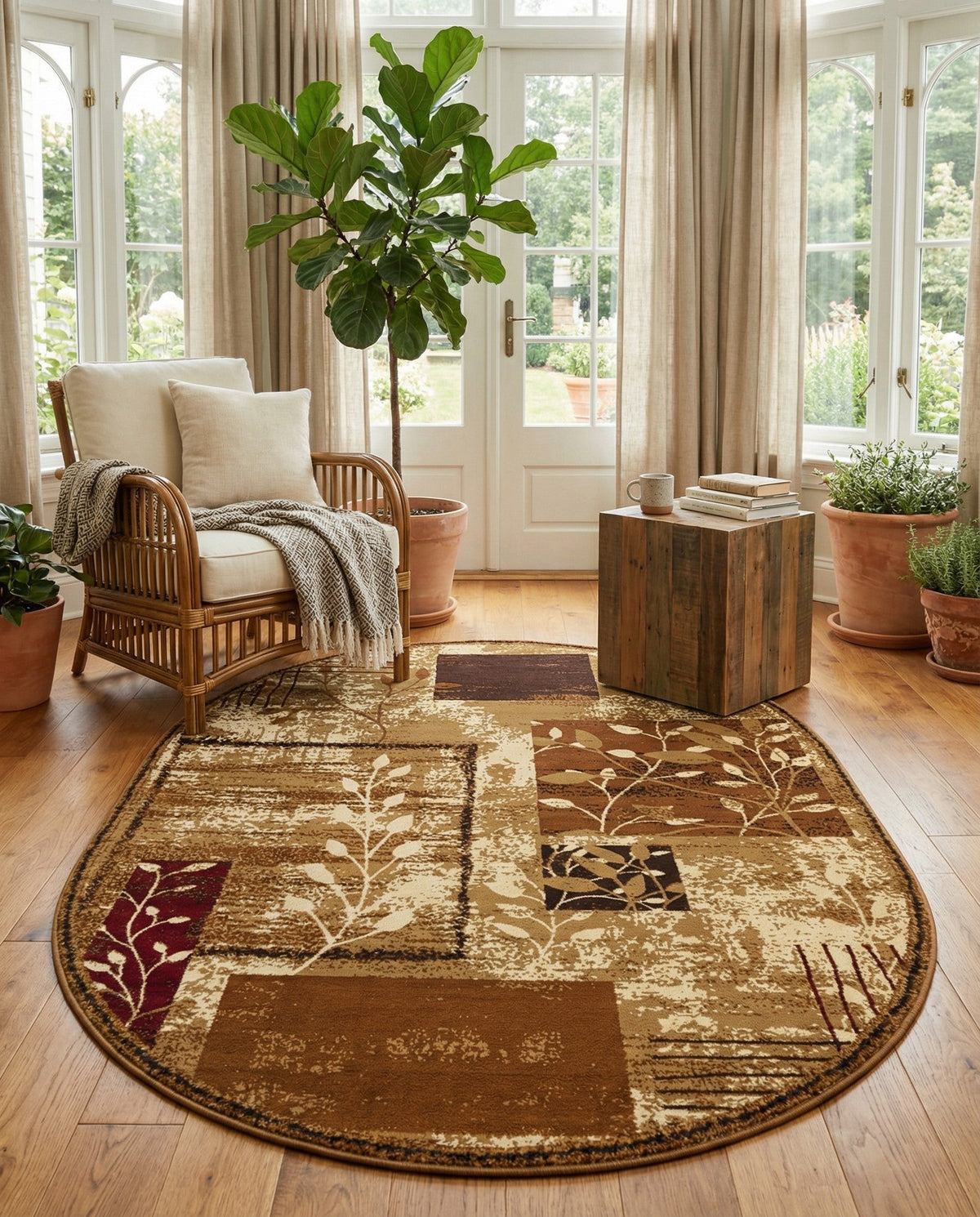 Bistro Lounge Collection Area Rug -  Affogato Oval Beige  lifestyle 156