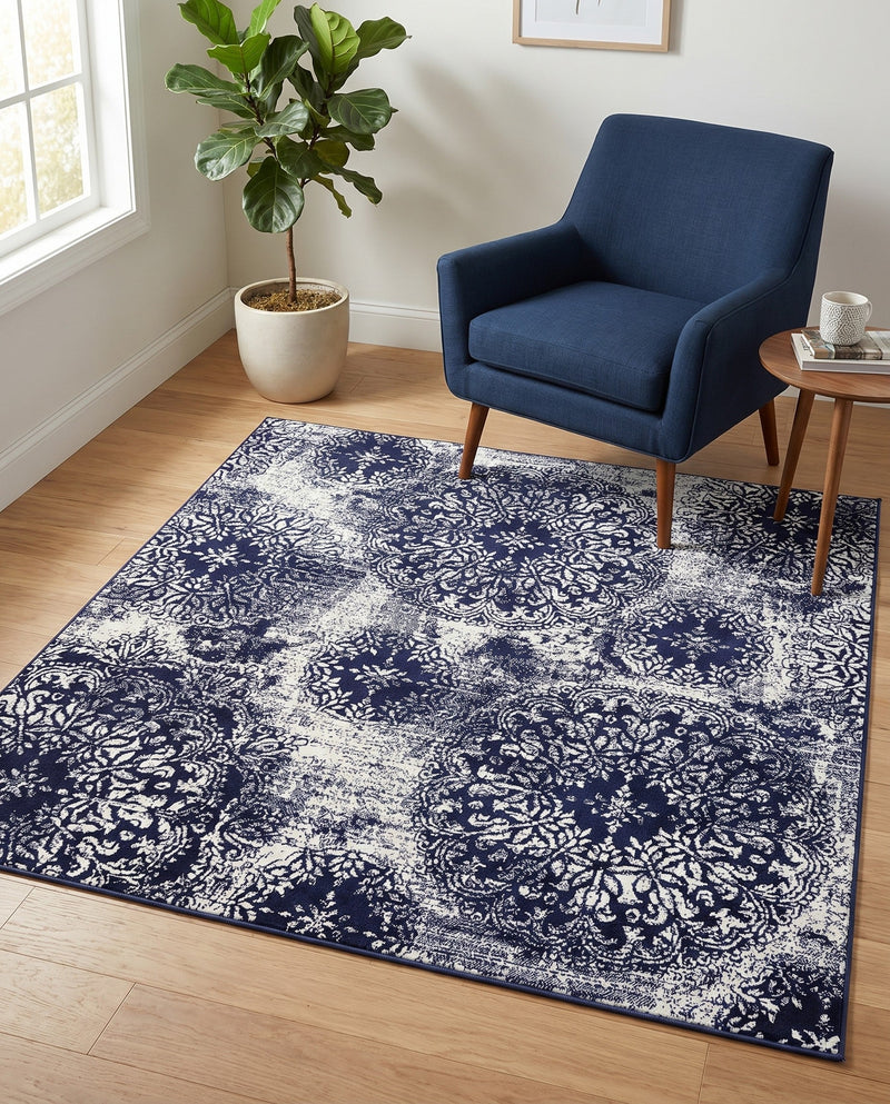 Riviera Elegance Collection Area Rug -  Monaco (Navy Blue) Square Navy Blue  lifestyle 61
