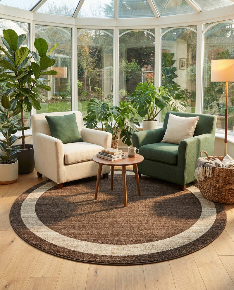 Studio Haven Collection Area Rug -  Alcove (Brown) Round Brown  lifestyle 26