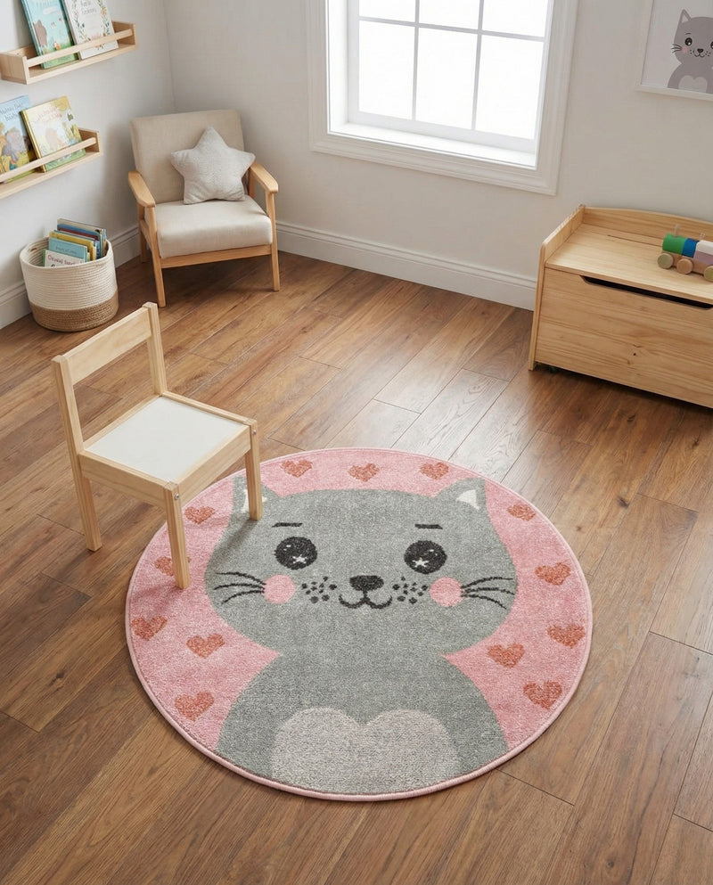 Wonder Tykes Collection Area Rug - Frolic Round Pink  lifestyle 3
