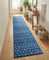 Mediterranean Lattice Collection Area Rug - Santorini (Navy Blue) Runner Navy Blue  lifestyle 66