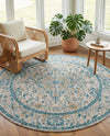 Seville Stripes Collection Area Rug - Cadiz (Light Gray) Round Light Gray  lifestyle 68