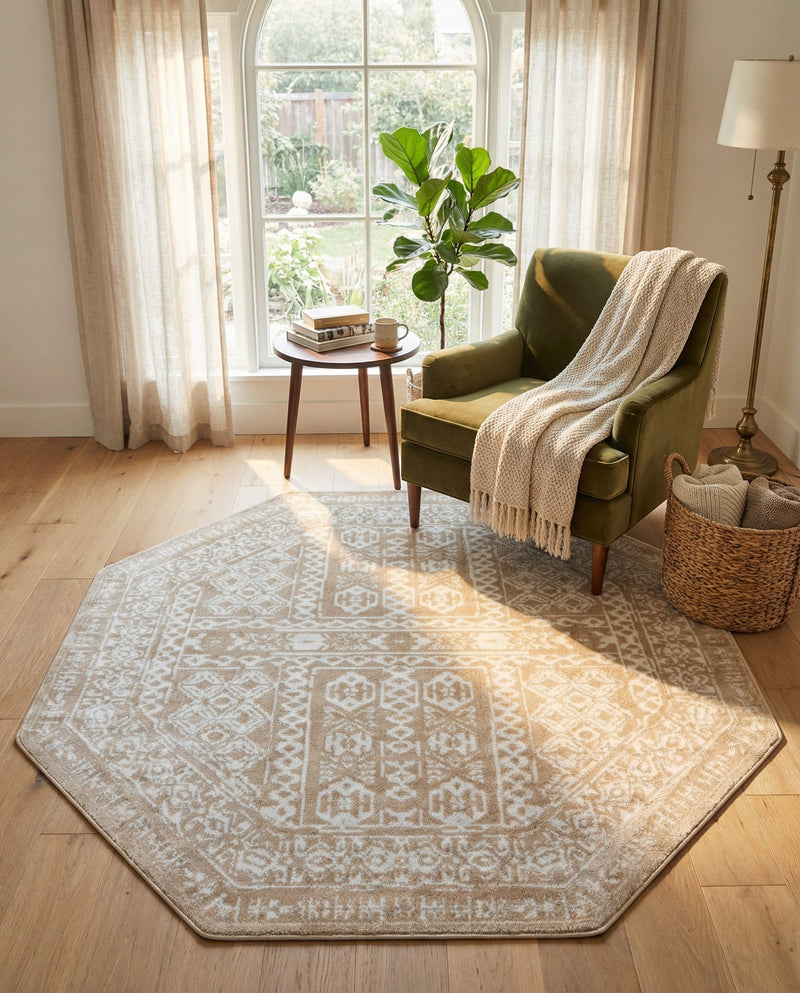 Cambridge Classics Collection Area Rug - Trinity (Beige) Octagon Beige  lifestyle 58