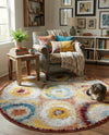 Aegean Elegance Washables Collection Area Rug -  Rhodes Round Multi  lifestyle 31