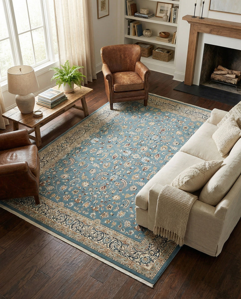 Persian Elegance Collection Area Rug -  Ardabil Rectangle Blue  lifestyle 32