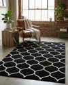 Trellis Mosaic Collection Area Rug -  Pergolatown (Black) Rectangle Black  lifestyle 18