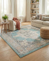 Beverly Grove Collection Area Rug -  Fairfax (Aqua) Square Aqua  lifestyle 48