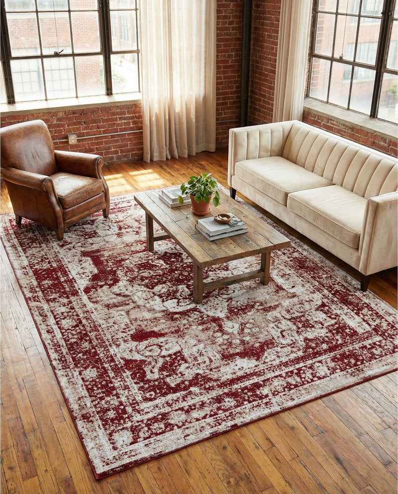 Riviera Elegance Collection Area Rug -  Menton (Burgundy) Rectangle Burgundy  lifestyle 33